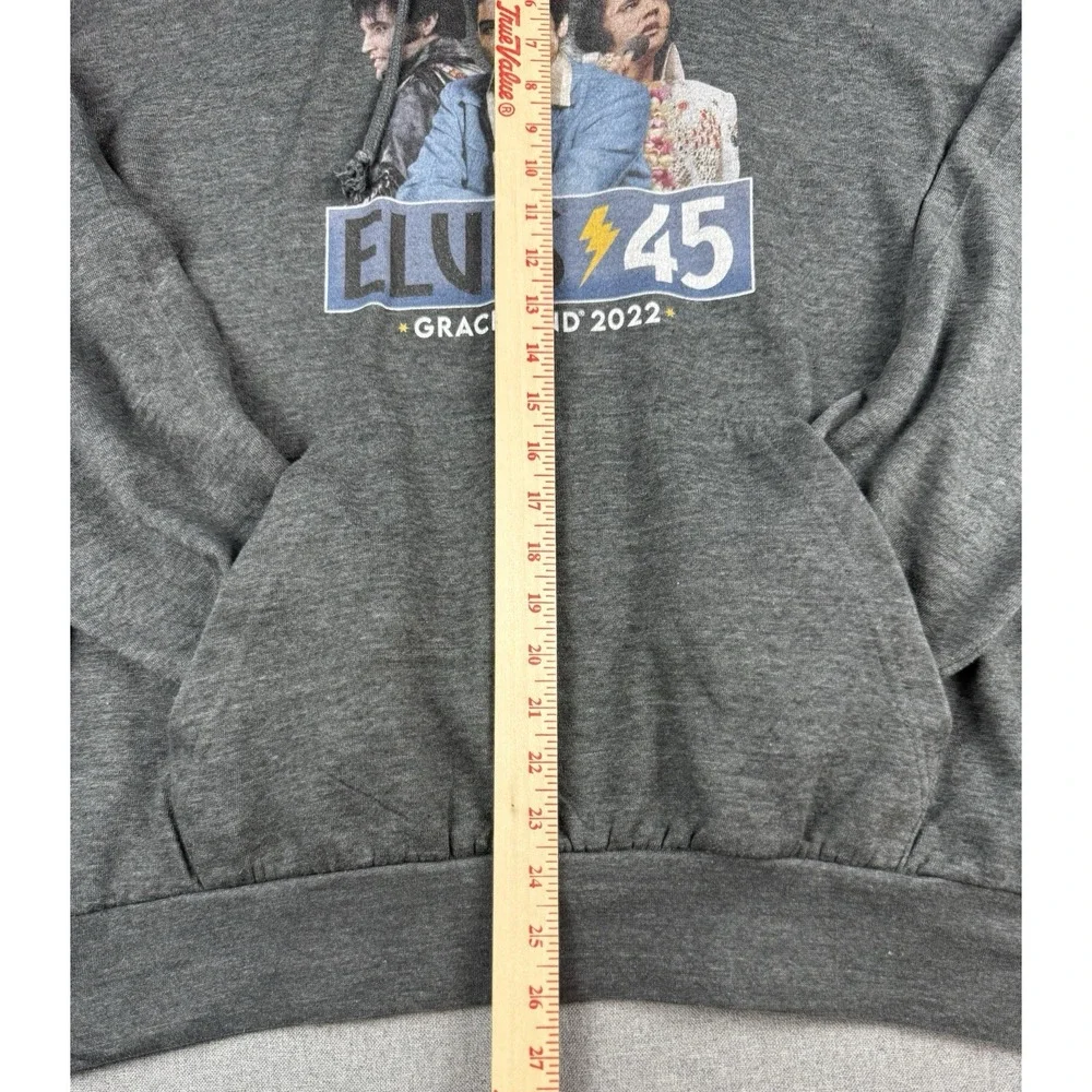 Elvis Presley Graceland 2022 Elvis 45 Hoodie Mens XL Gray Graphic Pullover